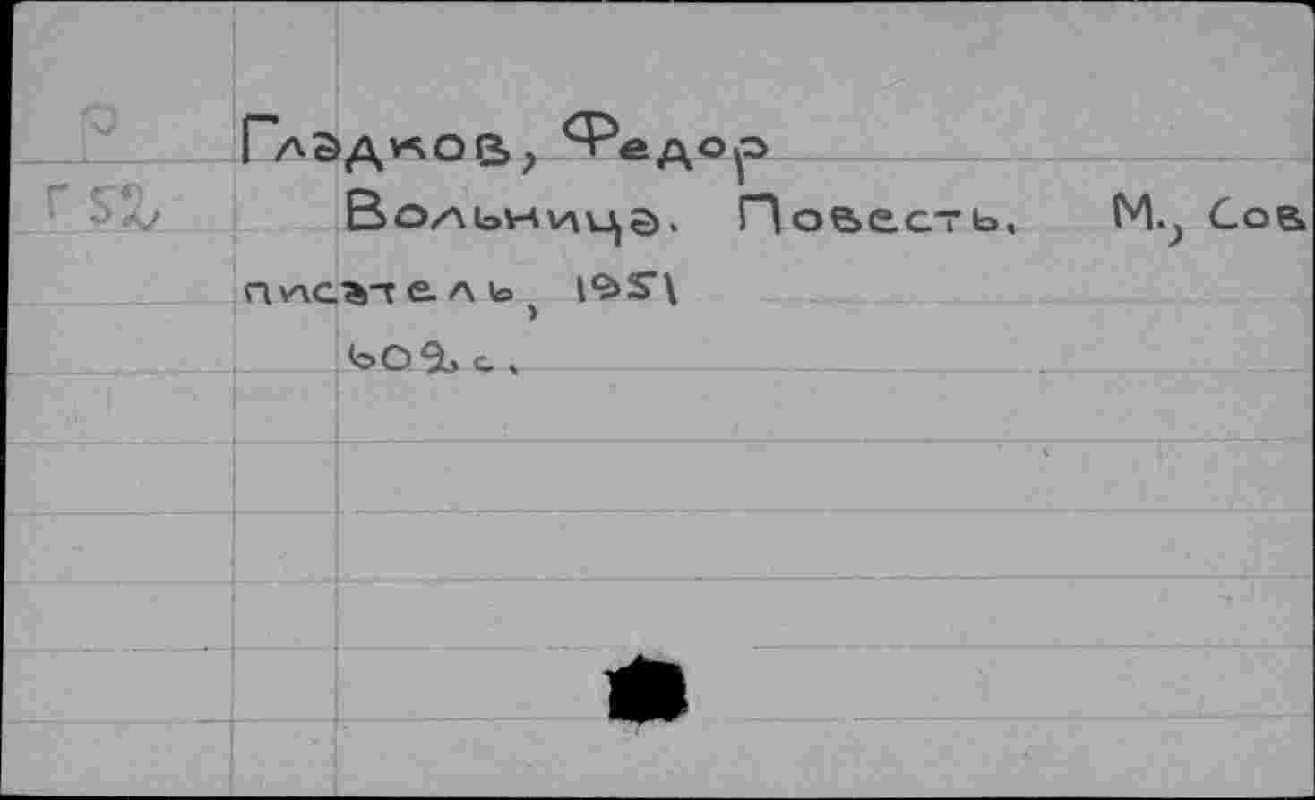 ﻿	Газ	'A«Oß, Федор
		
г SV.		Вольницэ, Повесть,	Сов
	Пихе	%Т£ЛЬ)
		bo^ç ,
		
		
		
		
- ■		
		